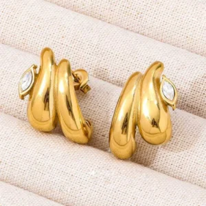 Marquise Accent Modern Gold Ear Cuffs
