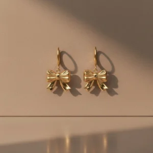 Gold Bow Drop Earrings