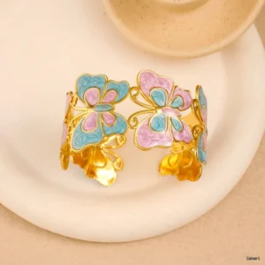 Enamel Butterfly Garden Statement Cuff