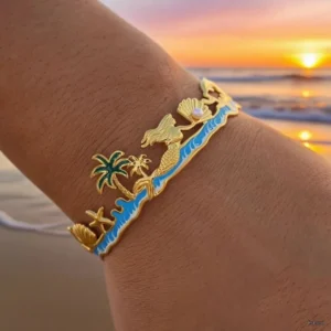 Mermaid Paradise Enamel Cuff Bracelet