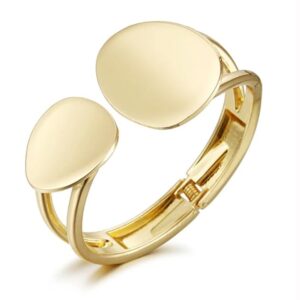 Minimalist Double Disc Gold Bangle – Contemporary Elegance
