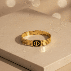 Iconic Hex Black & Gold Bracelet – Signature Emblem Design