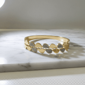 Celestial Dual Row Pavé Bangle – 18k Gold-Plated, Sculpted Modern Circles