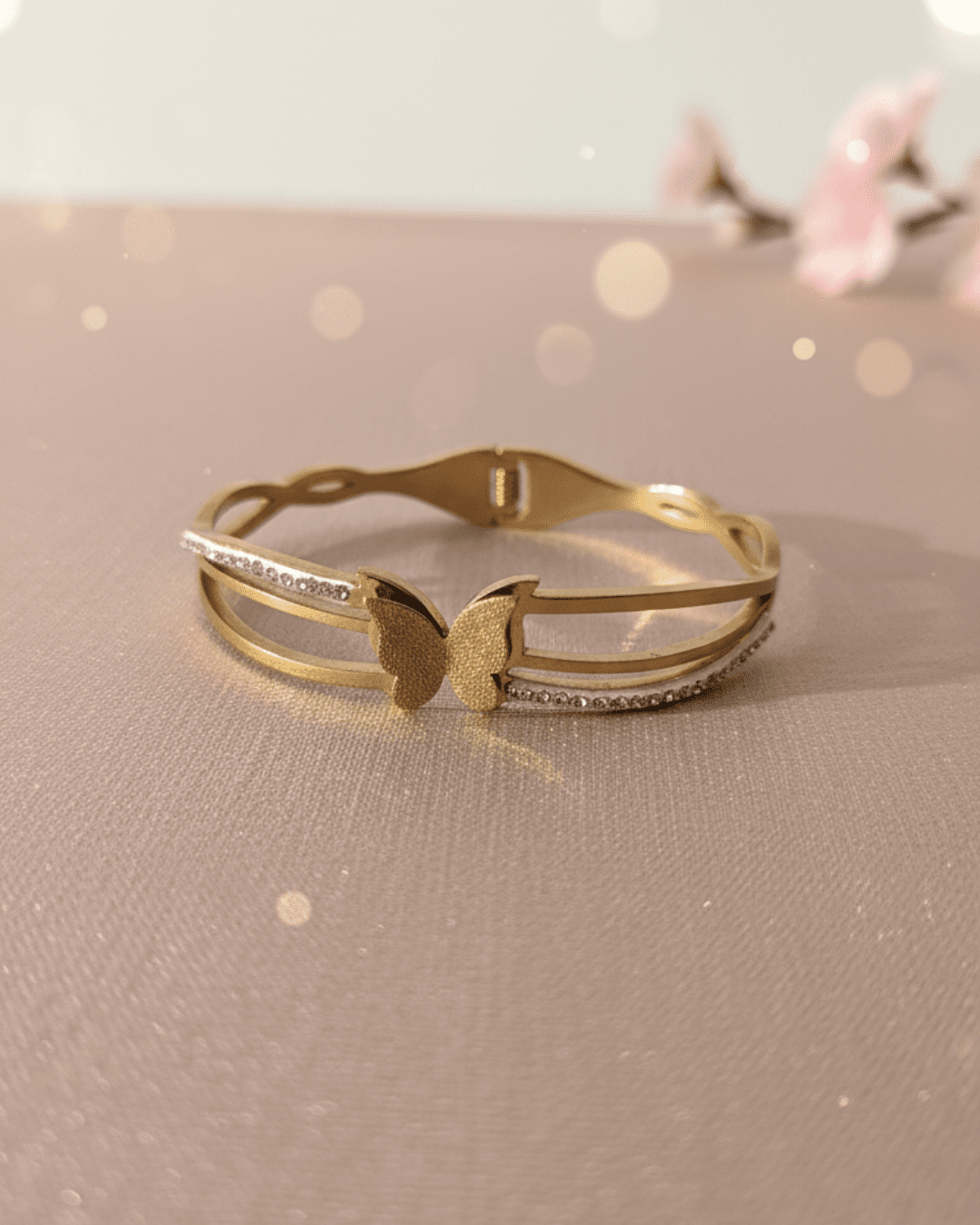 Golden Butterfly Dual Band Bangle – Contemporary Charm