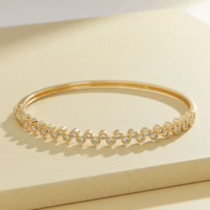 Designer Inspired White Cubic Zirconia Bubble Bangle