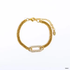 Chain Bracelet with Crystal Oval Link