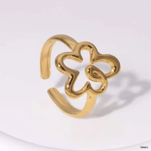 Gold Flower Cutout Adjustable Ring