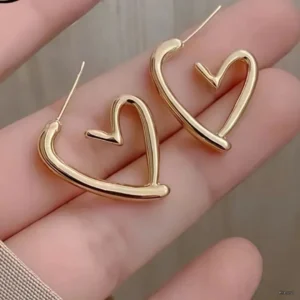 Open Heart Stud Earrings