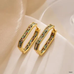 Rainbow Crystal Hoop Earrings