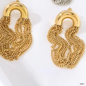 Gold Draped Chain Loop Earrings