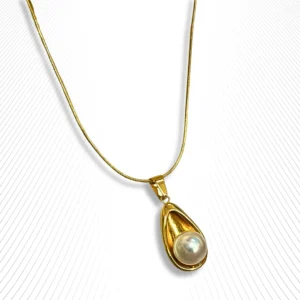 Golden Pearl Drop Pendant Necklace