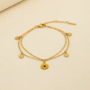 Daisy Days Layered Charm Bracelet