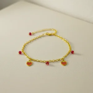 Strawberry Dangle Charm Gold Anklet – Sweet Summer Style