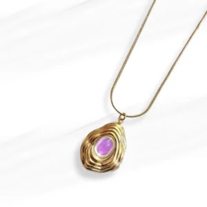 Violet Mist Abstract Pendant Necklace – Gold-Plated Artistic Statement