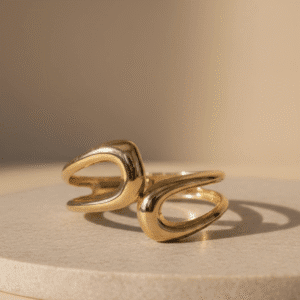 Sculpted Wave Gold Cuff – Minimalist Modern Art