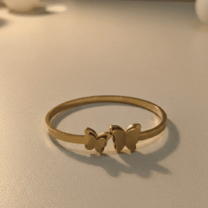 Twin Butterfly Muse Gold Bangle – Nature’s Grace