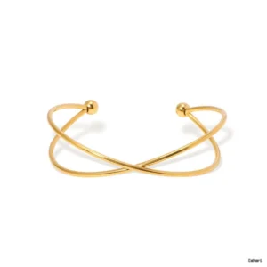 18K Gold Plated Criss-Cross Cuff Bracelet for Women | Anti-Tarnish | Adjustable | Minimalist Statement Jewelry​