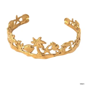 Golden Tropical Escape Cuff Bracelet