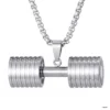Dumbbell Pendant Necklace with PVD plating Non-tarnish and sweatproof - Silver