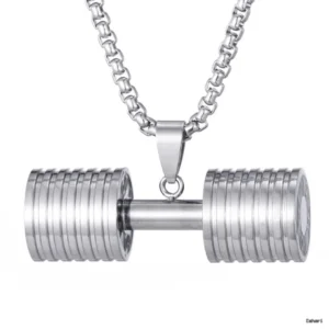 Dumbbell Pendant Necklace with PVD plating Non-tarnish and sweatproof