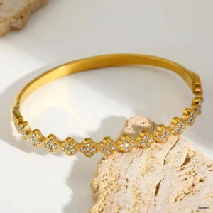 Crystal Blossom Link Hinge Bangle