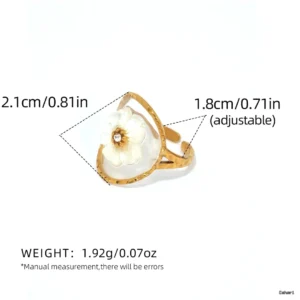 Shell Teardrop Flower Statement Ring