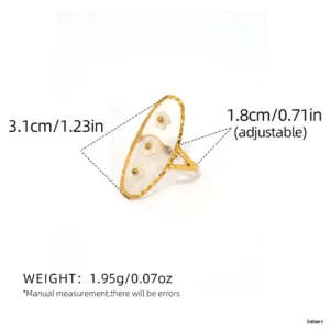 18K Gold Elongated Oval Shell Pearl Ring