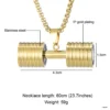 Dumbbell Pendant Necklace with PVD plating Non-tarnish and sweatproof - Gold