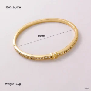 Gold-Plated Zircon H Alphabet Copper Bangle