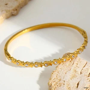 Crystal Petal Hinge Star Bangle